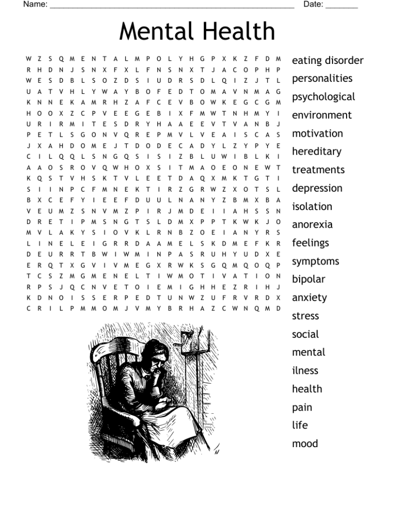 Mental Health Word Search WordMint Word Search Printable