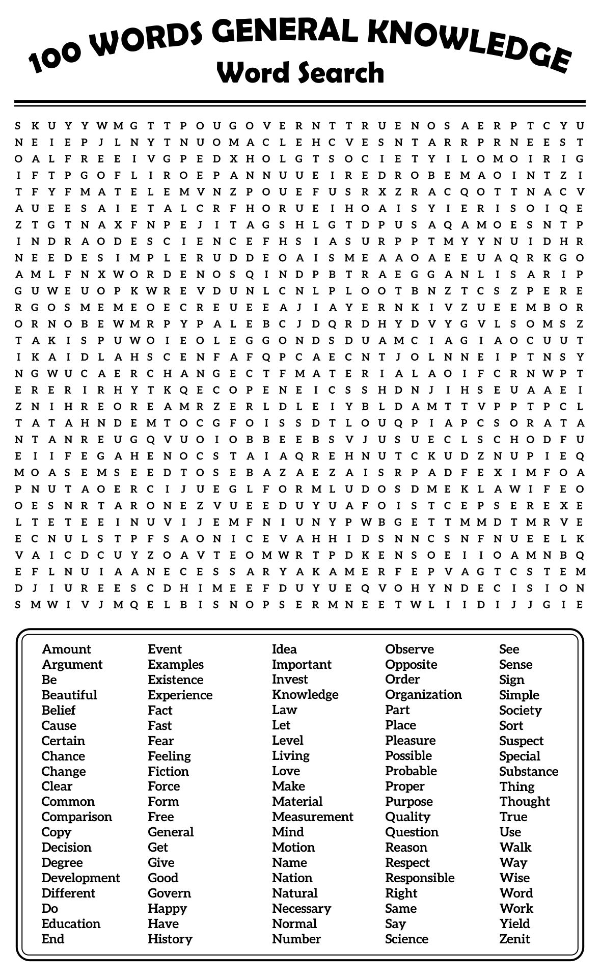 100 Word Printable Word Searches Word Search Printable