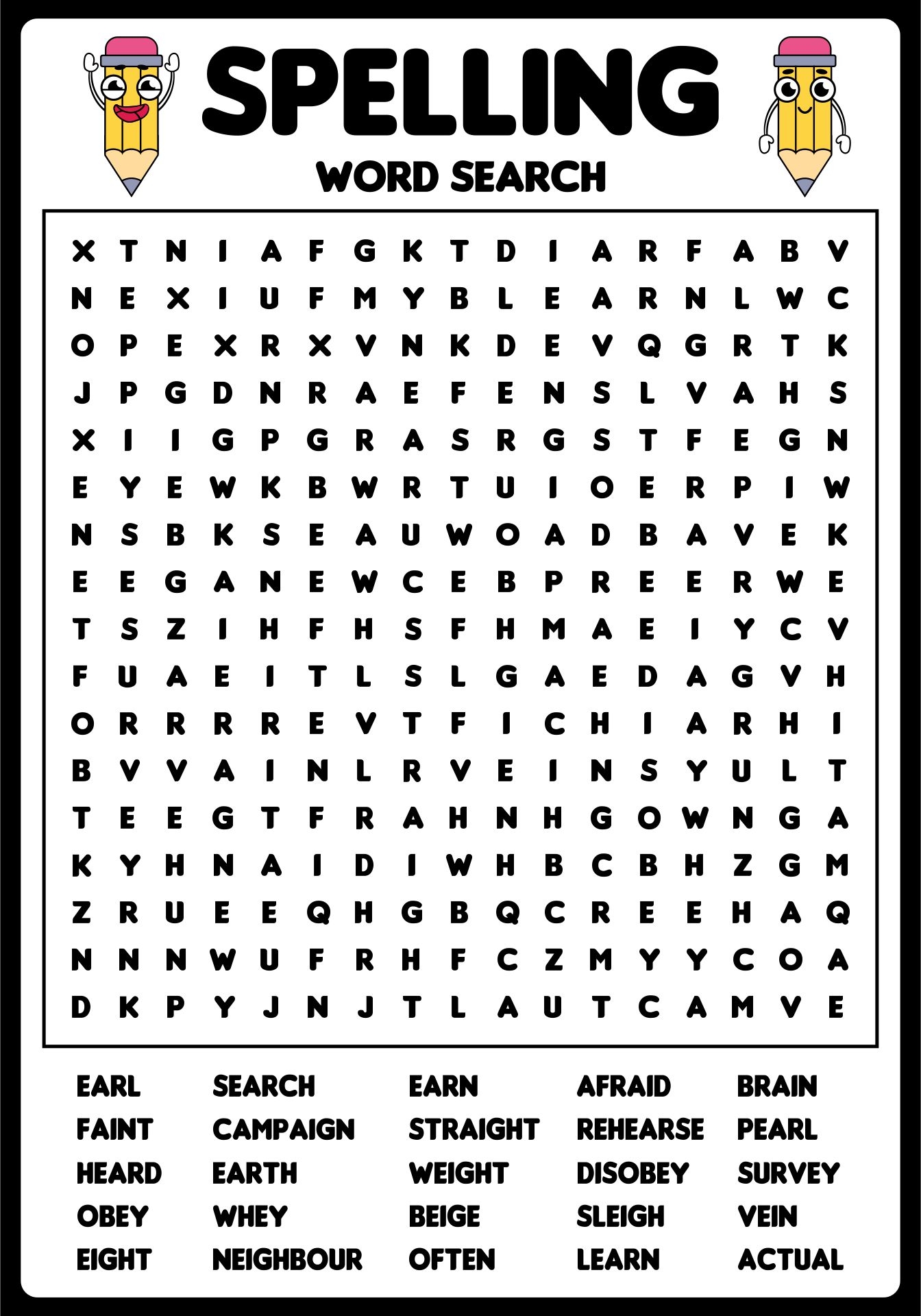 Word Search Printable For 4th Grade