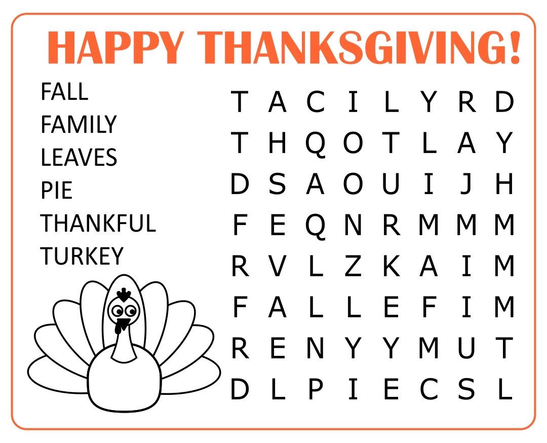 10 Best Hard Thanksgiving Word Search Printable Printablee