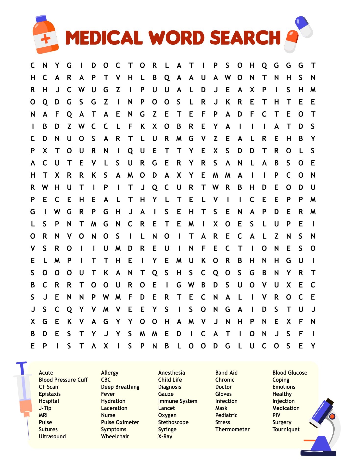 10 Best Medical Word Search Puzzles Printable Printablee