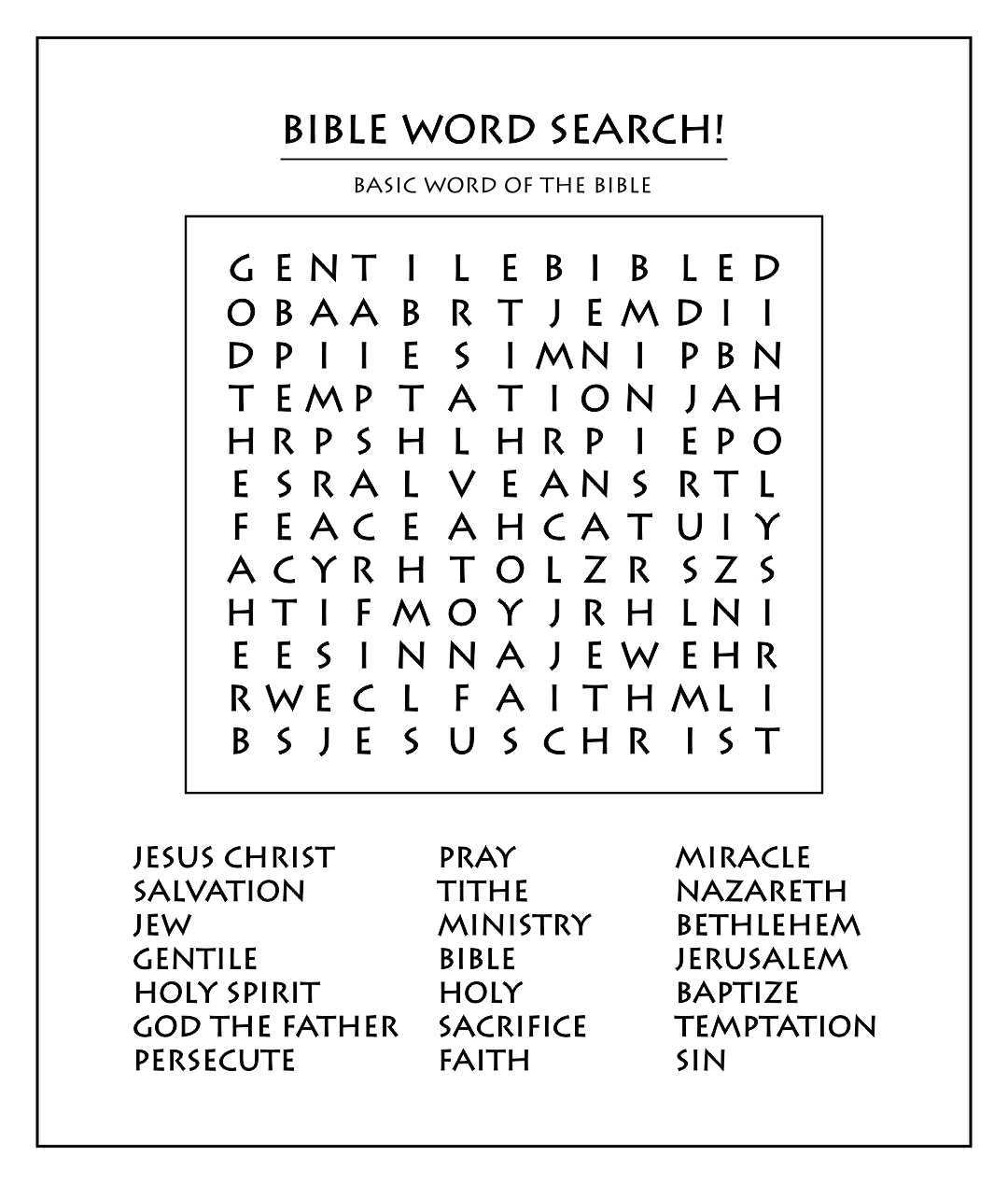 10 Best Printable Word Search Sunday School Printablee