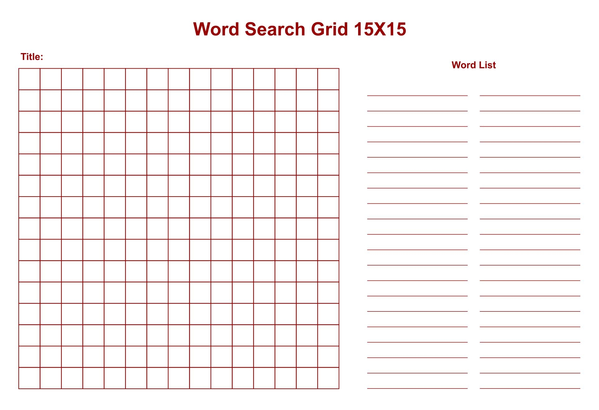 Word Search Printable Blank