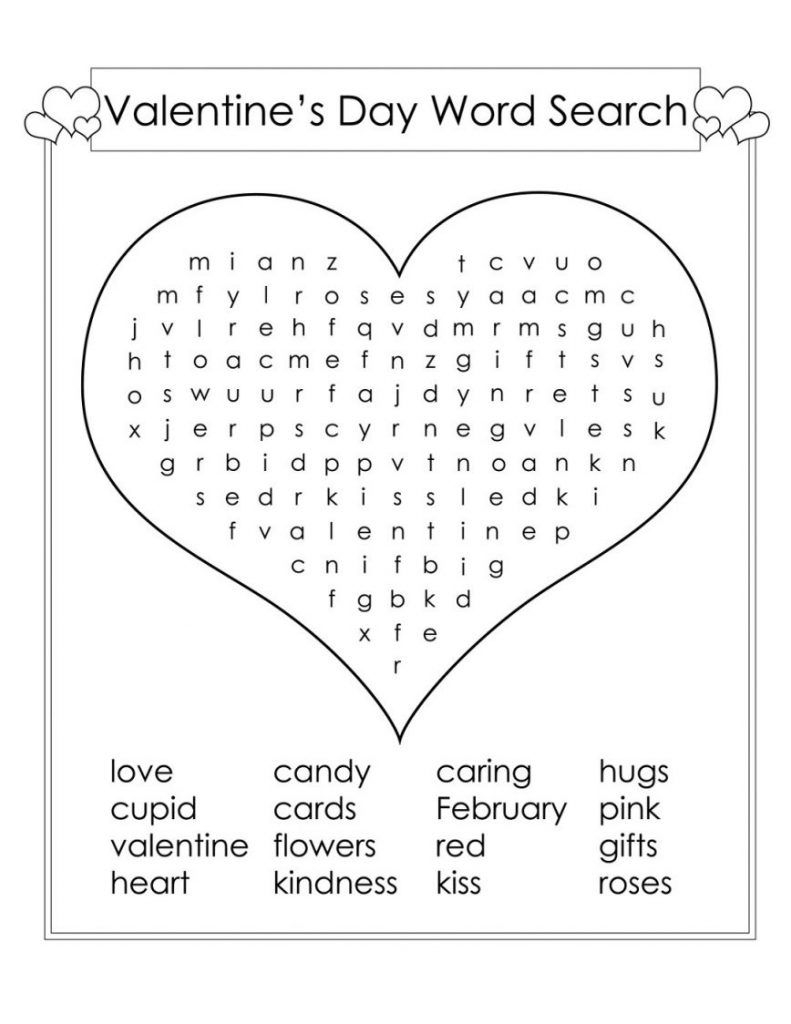 Easy Valentines Day Word Search Printable