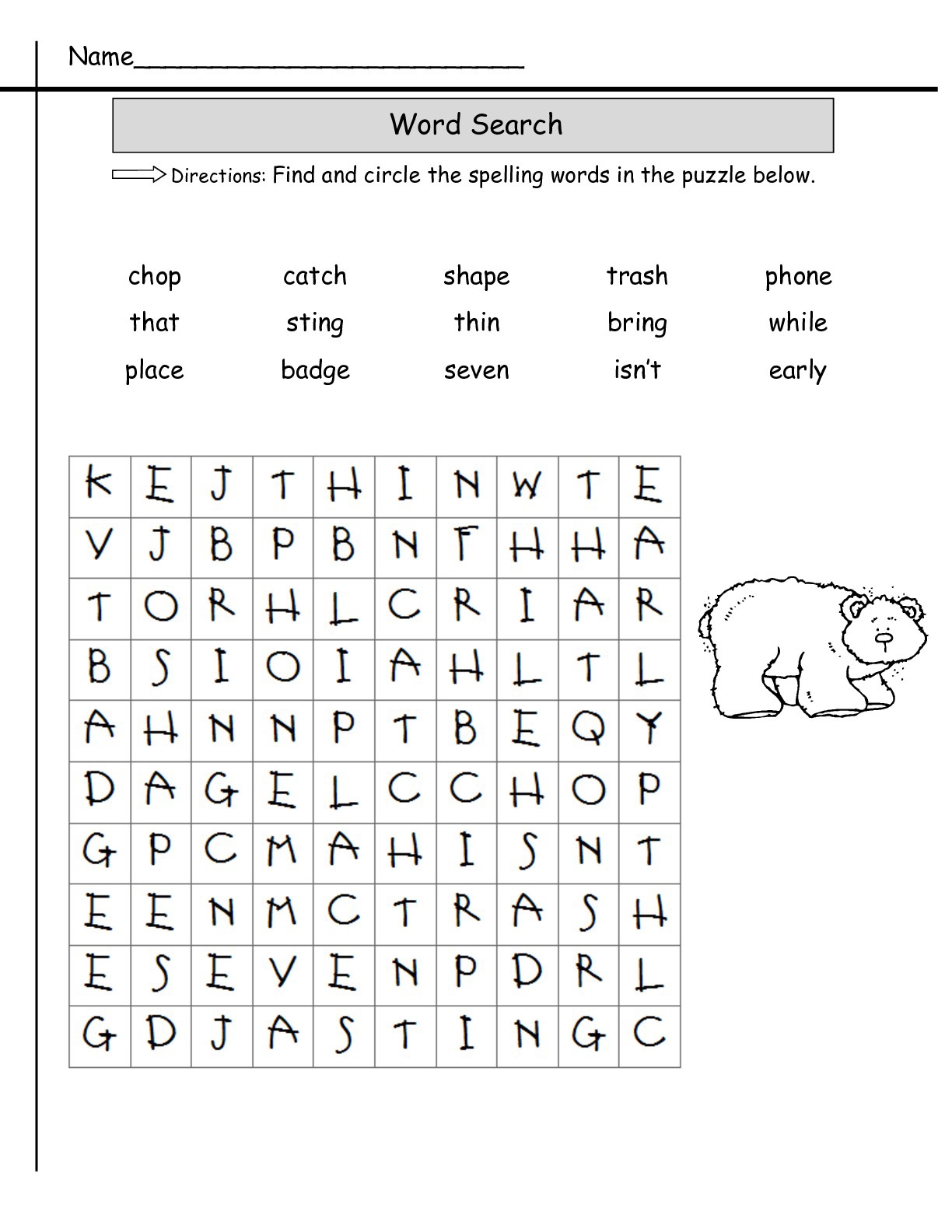 2nd Grade Word Search Puzzles Printable