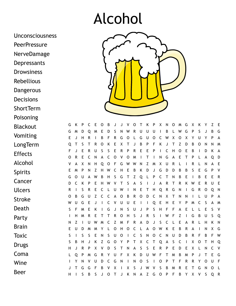 Alcohol Word Search WordMint