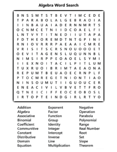 Algebra Word Search