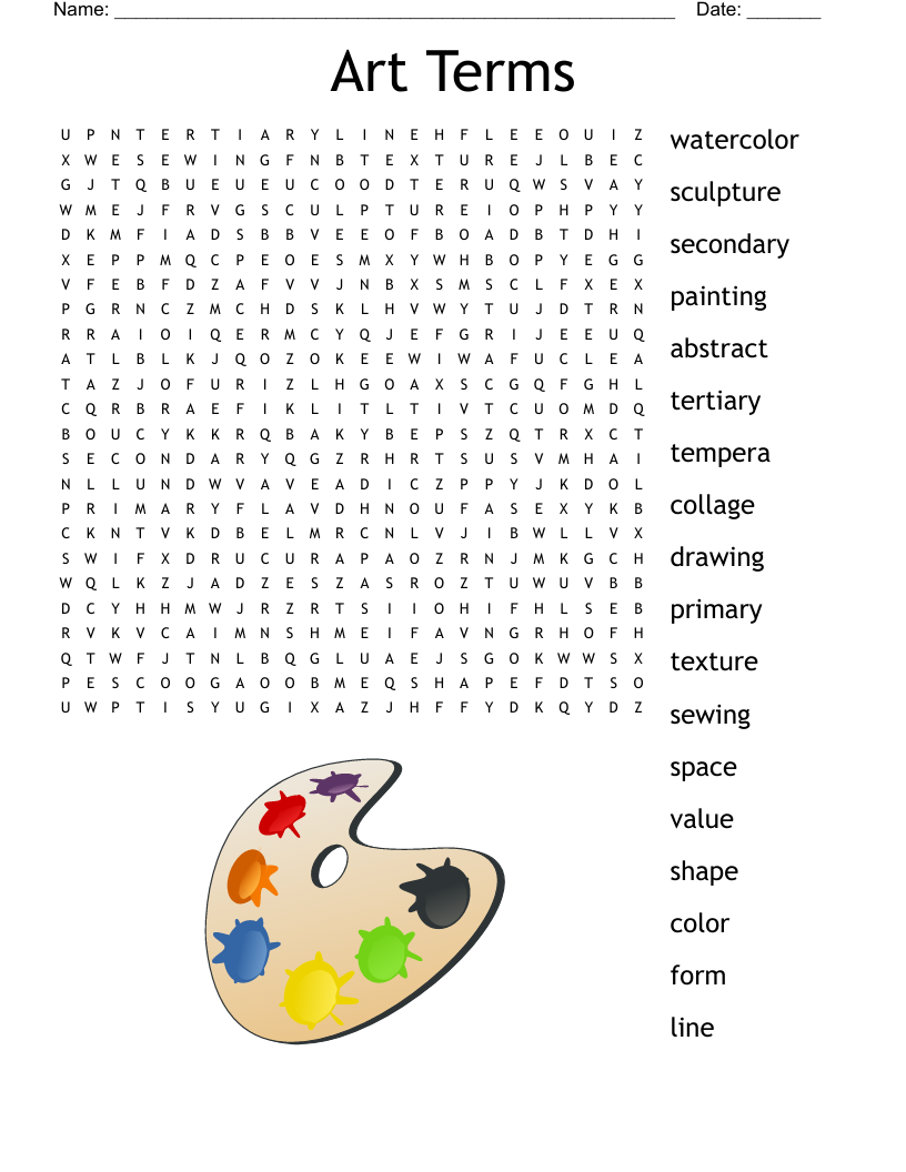 Art Terms Word Search WordMint