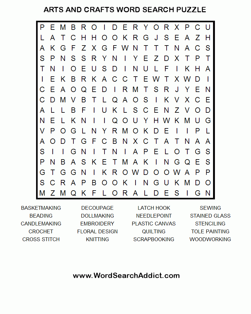Printable Art Word Search Puzzles