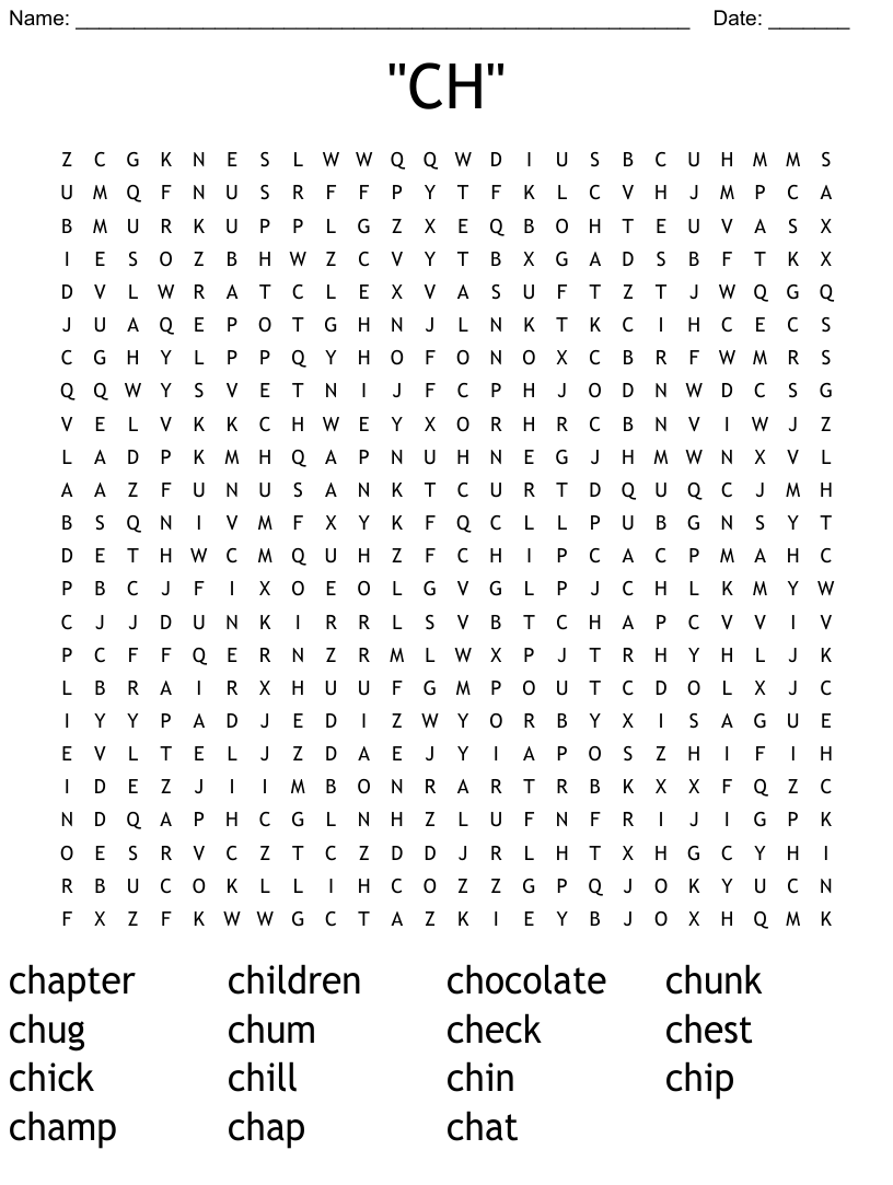 Ch Word Search Printable