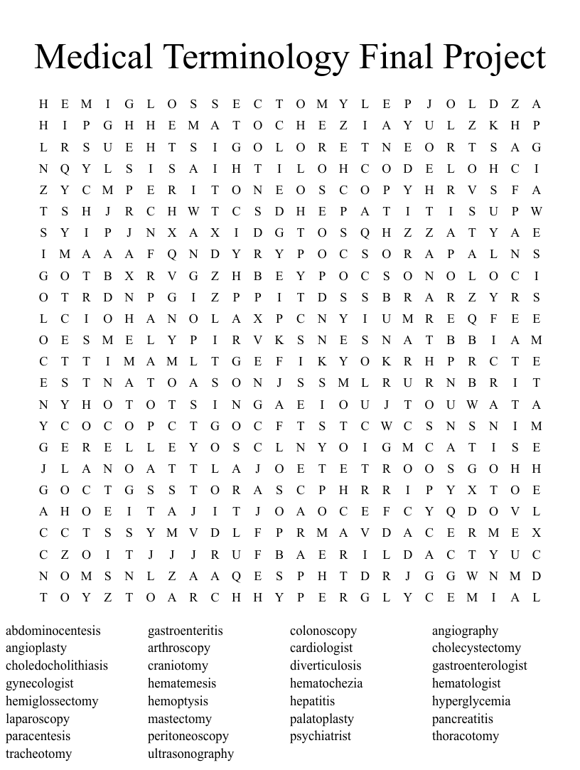 Chapter 1 12 Medical Terminology Word Search WordMint