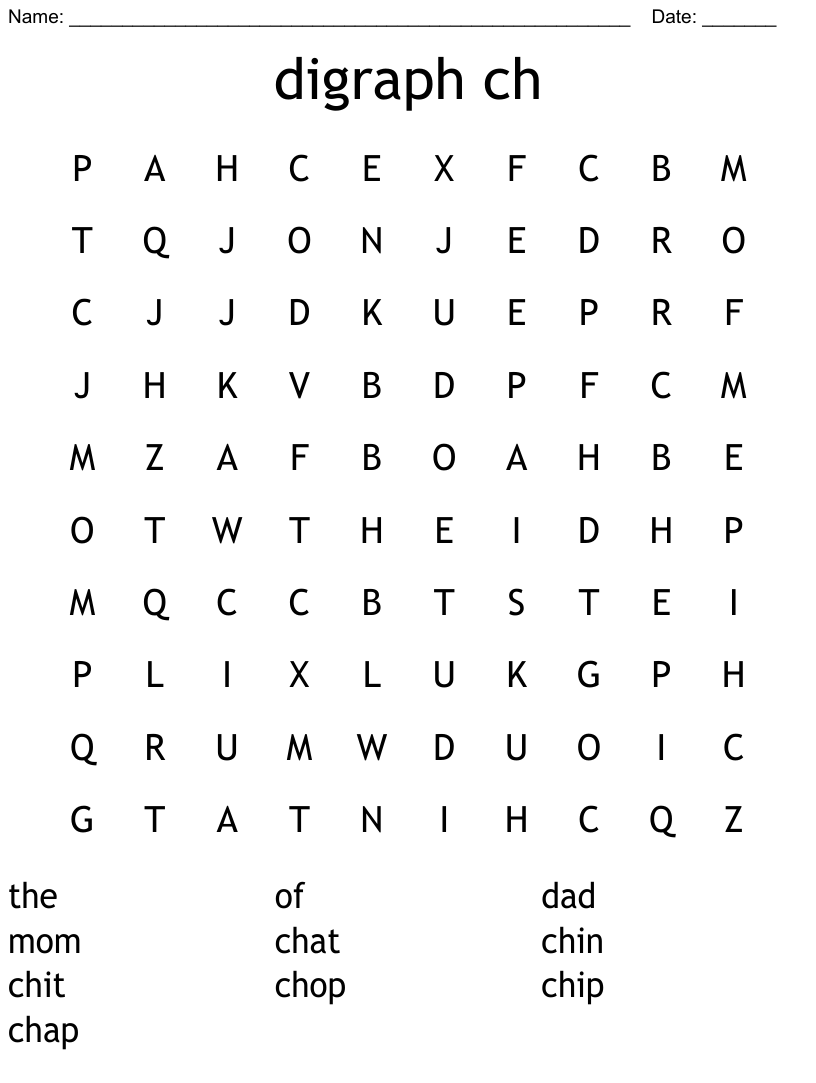 Digraph Ch Word Search WordMint