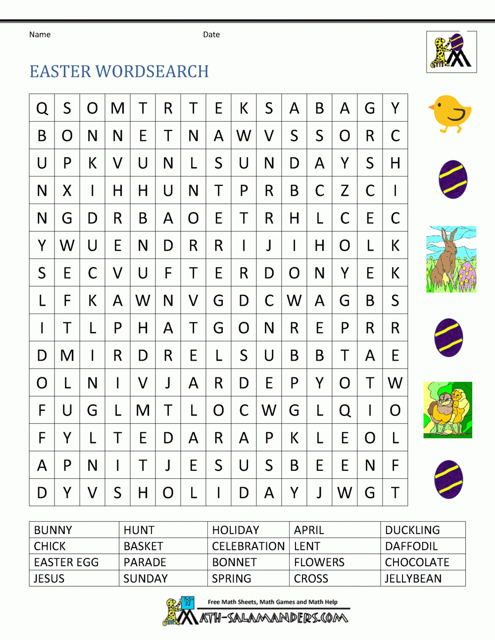 Easter Worksheets For Kids