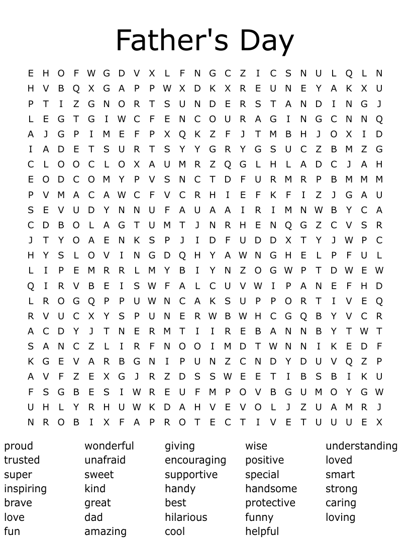 Father s Day Word Search WordMint
