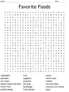 Favorite Foods Word Search WordMint