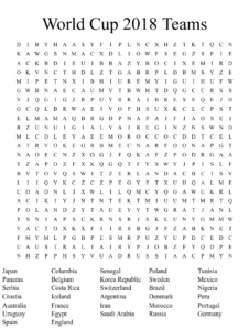 FIFA World Cup Teams Word Search WordMint