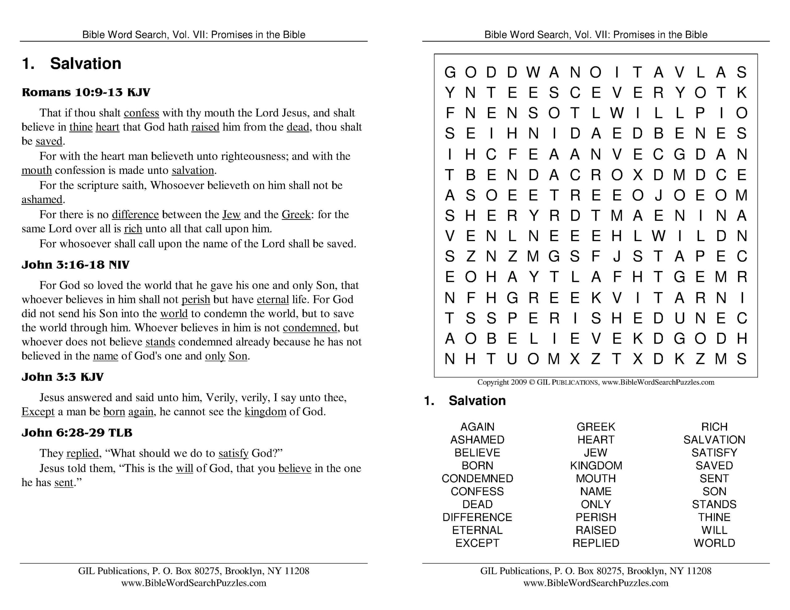 Printable Bible Word Search For Youth