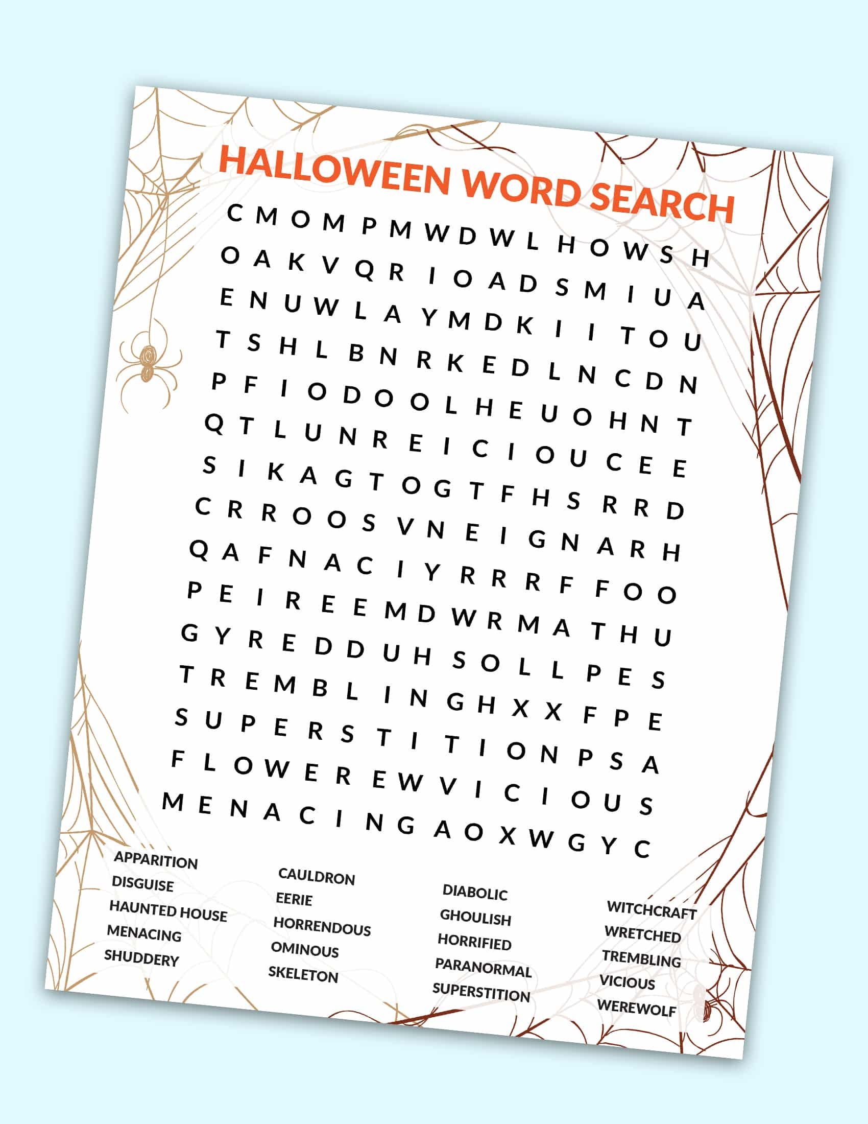 Word Search Printable Halloween Hard