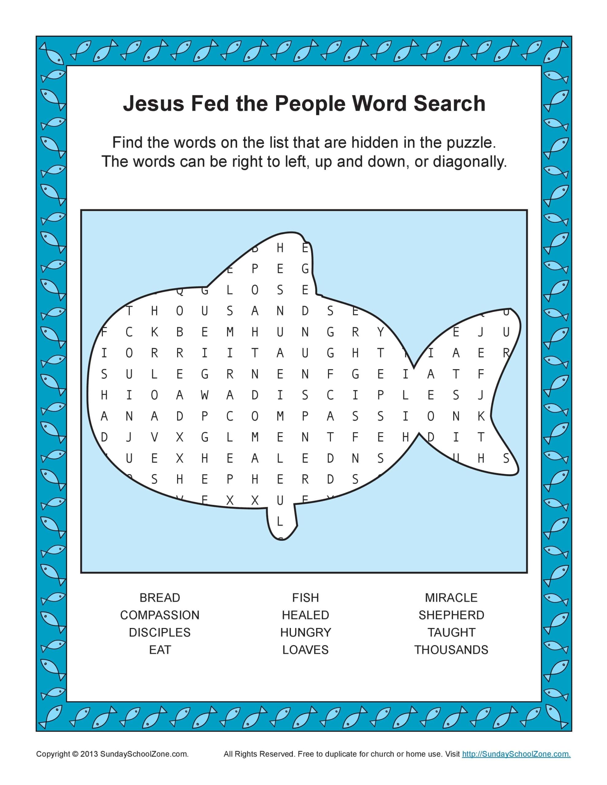 Free Printable Bible Word Search Activities On Sunday School Zone