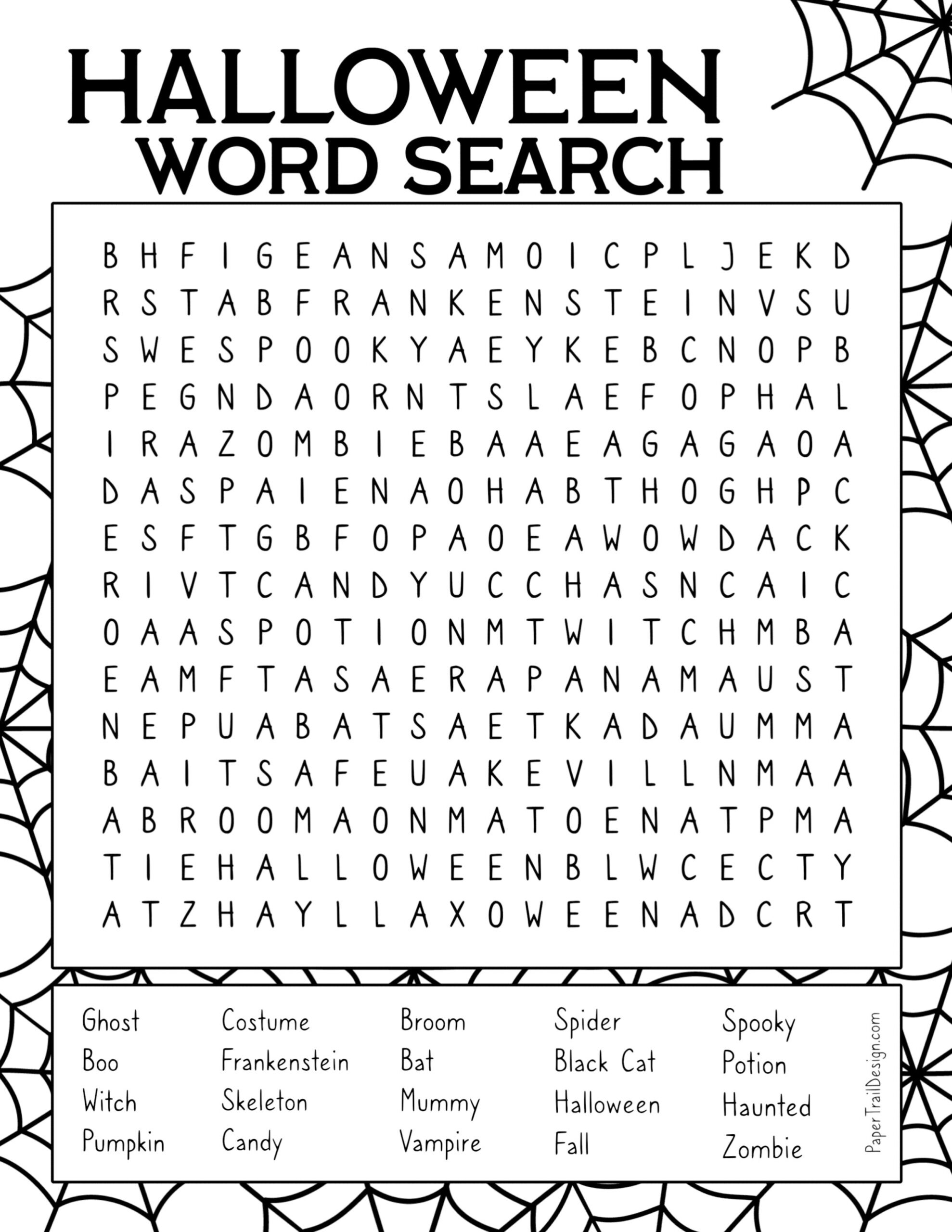 Halloween Word Search Puzzles Printable