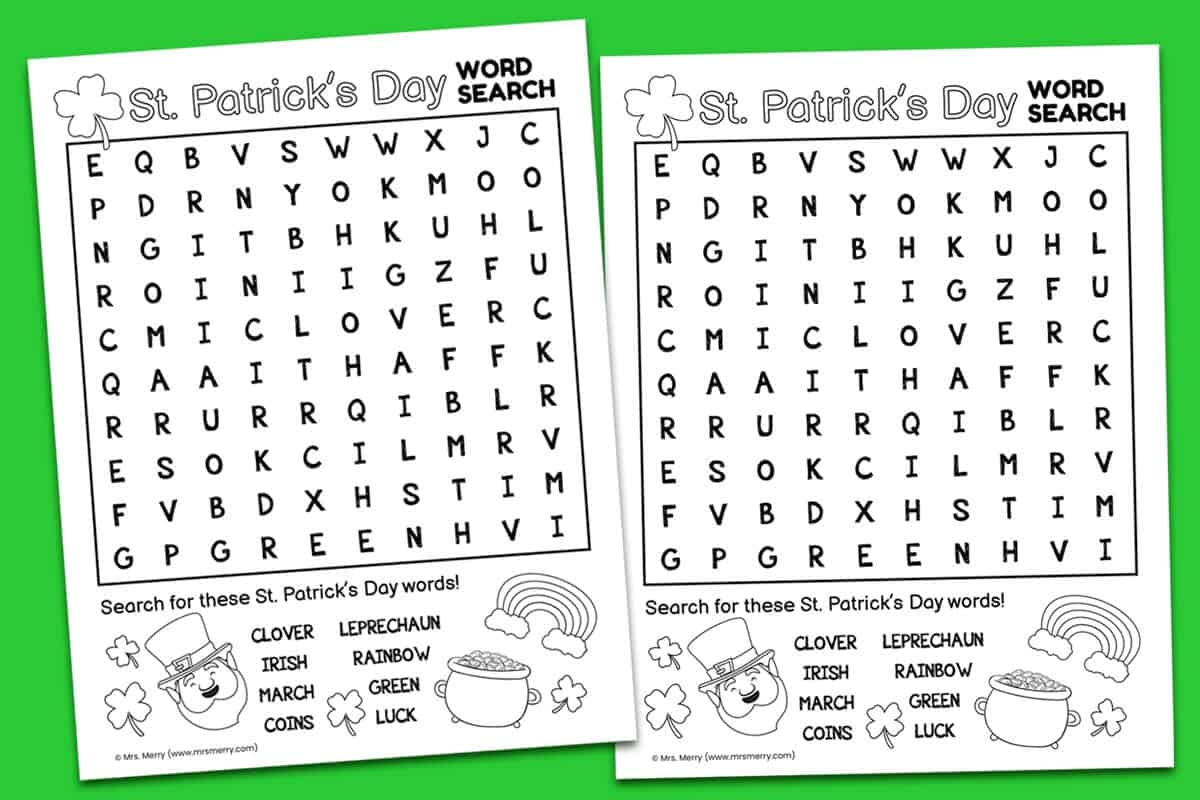 Free Printable St Patrick s Day Word Search Puzzle Mrs Merry
