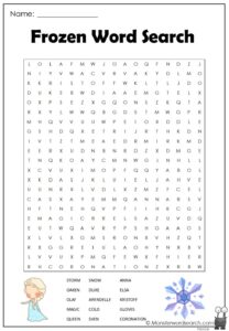 Frozen Word Search Monster Word Search