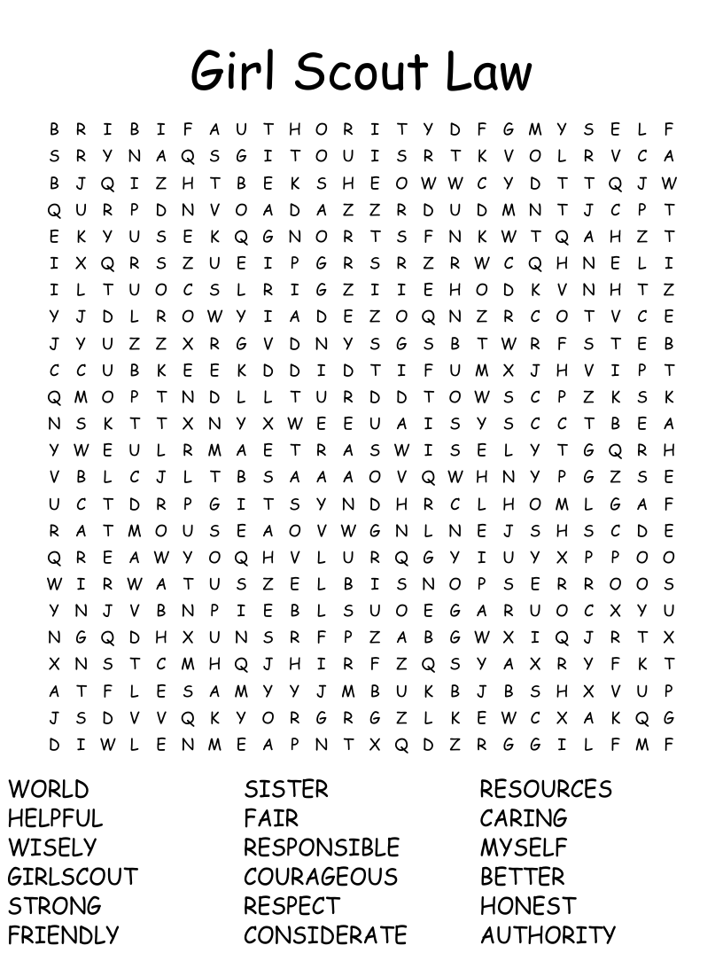 Girl Scout Law Word Search WordMint