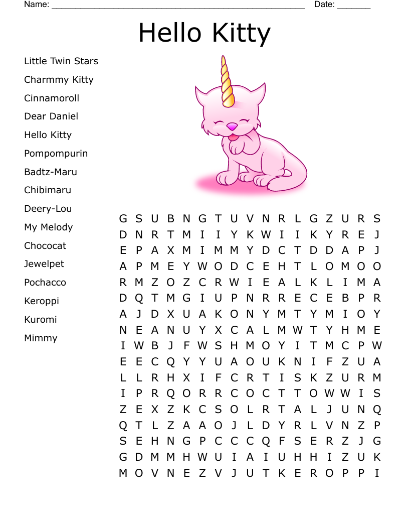 Hello Kitty Word Search Printables