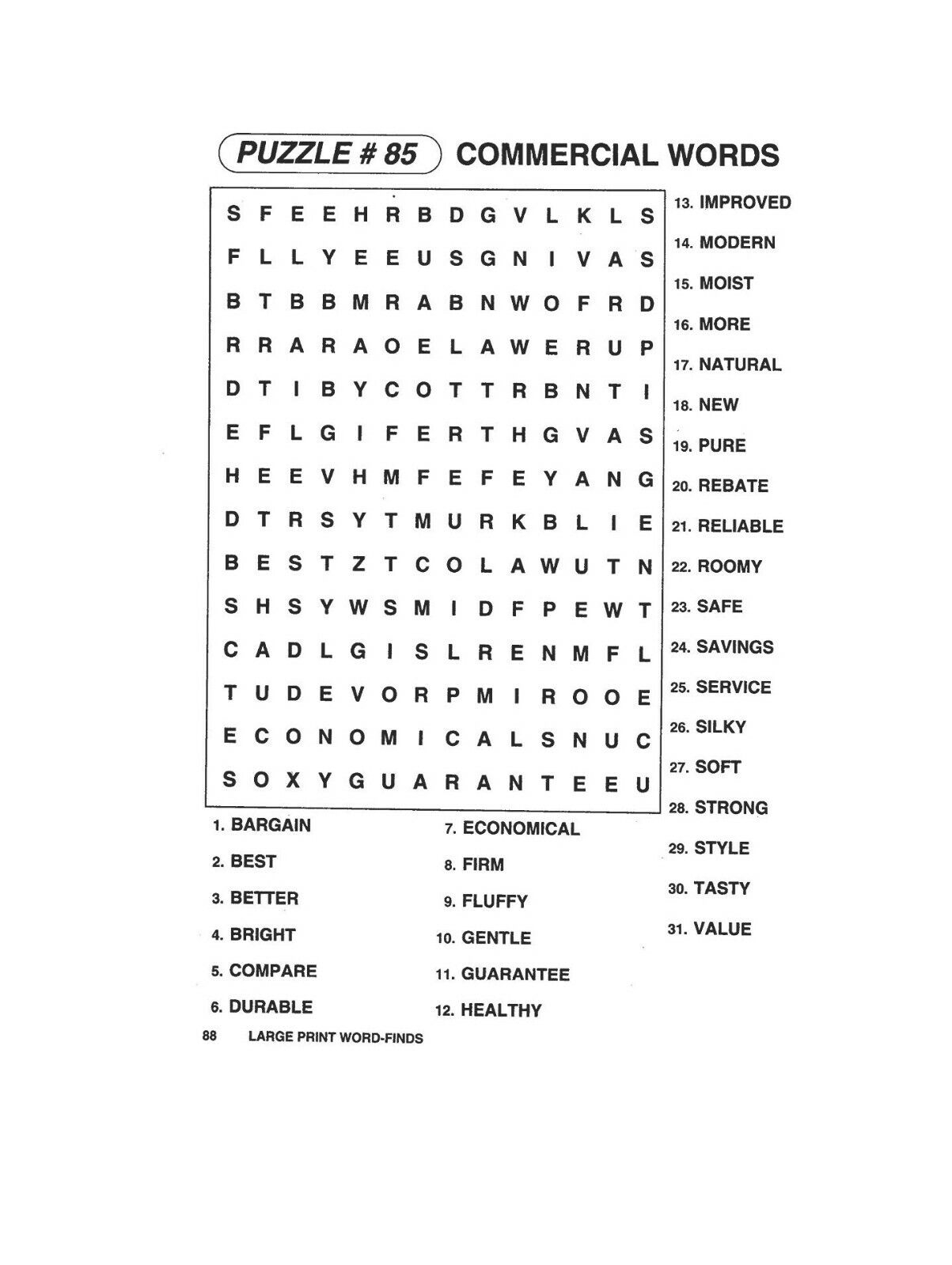 Jumbo Word Search Printable Puzzles