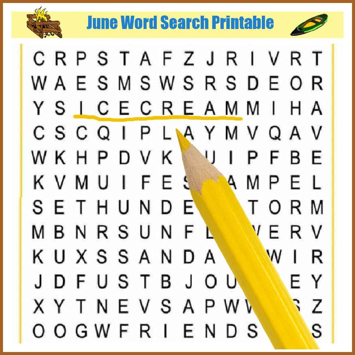 June Word Search Printable National Days Word Find Puzzle