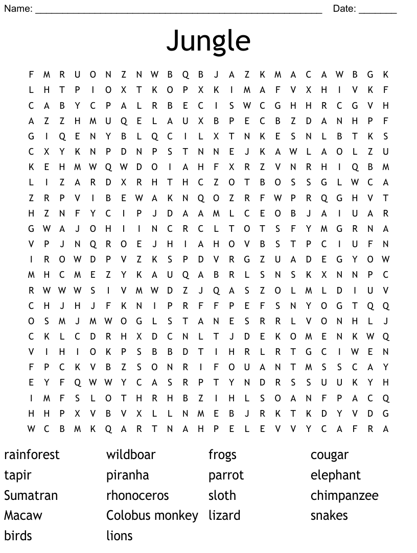 Jungle Word Search WordMint