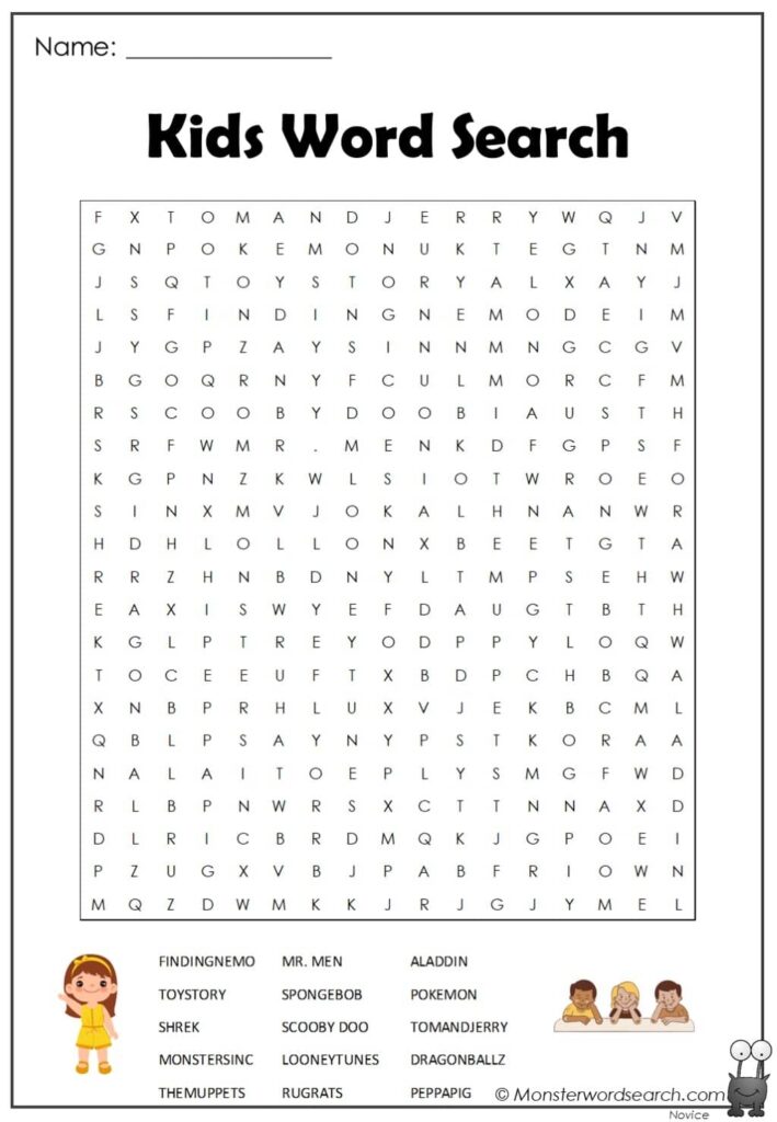 Kids Word Search Monster Word Search Word Search Printable