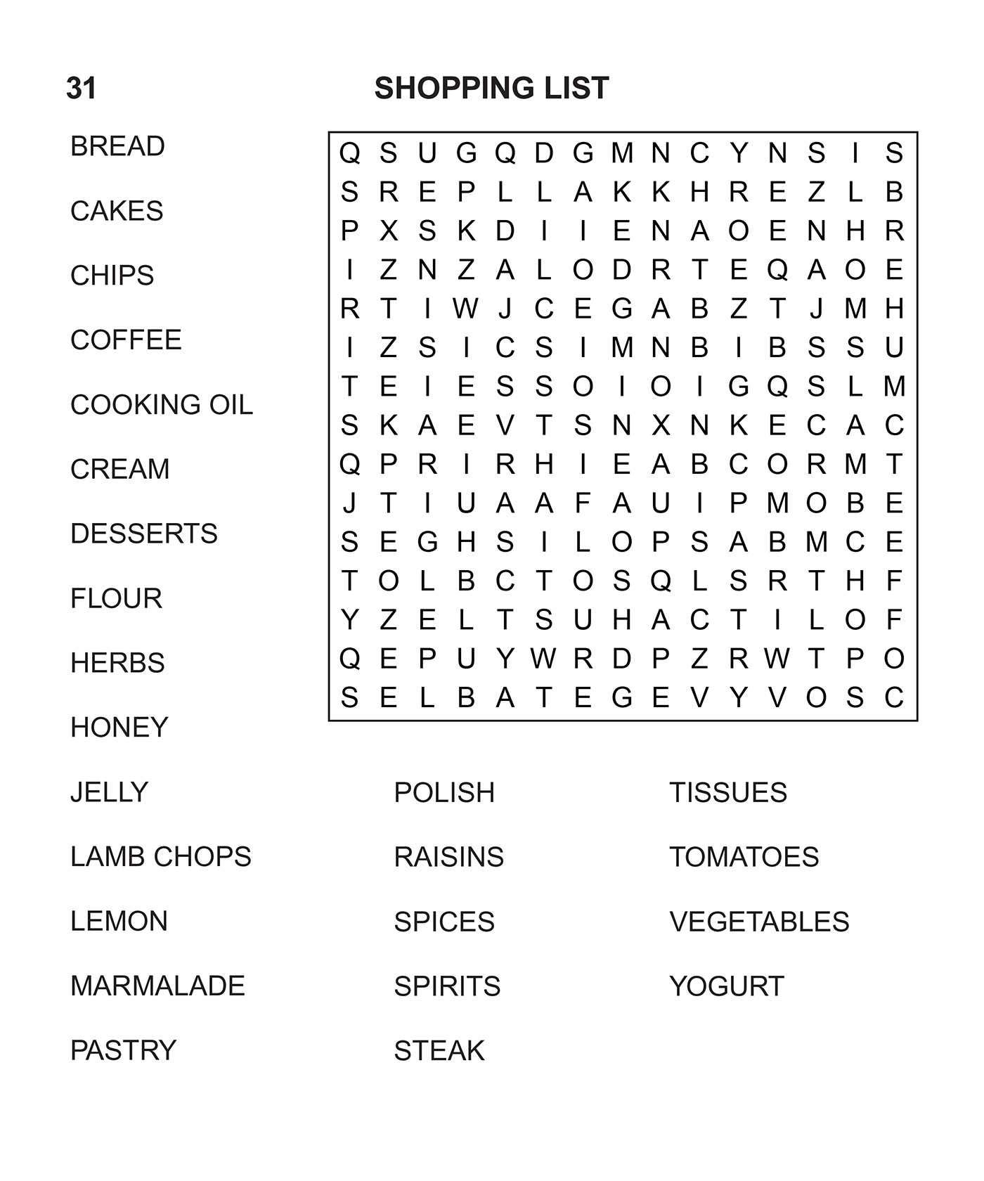 Word Search Jumbo Print