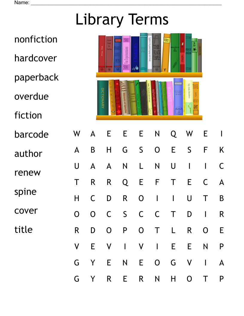 Library Word Search Printable Word Search Printable