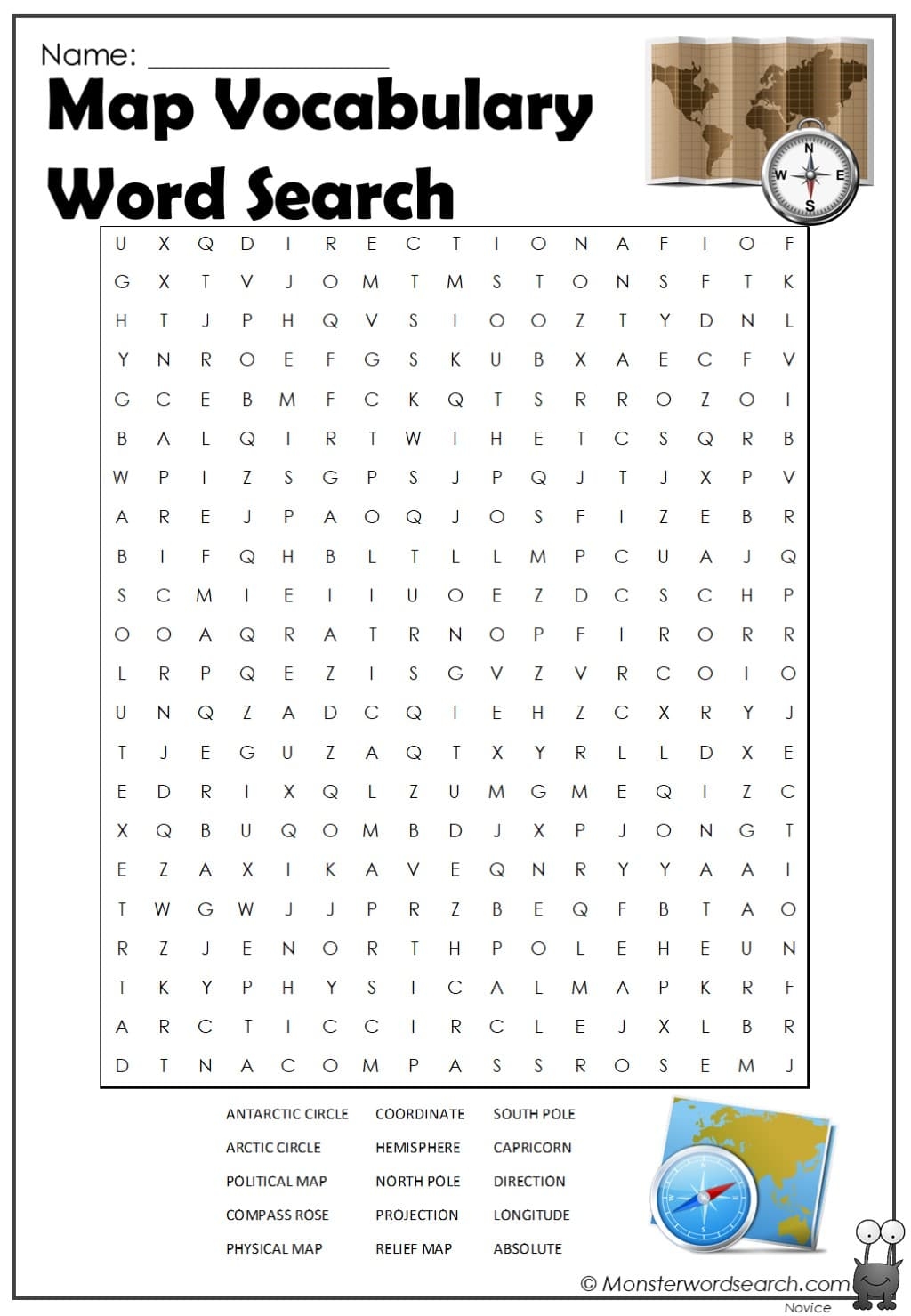 Map Word Search Printable