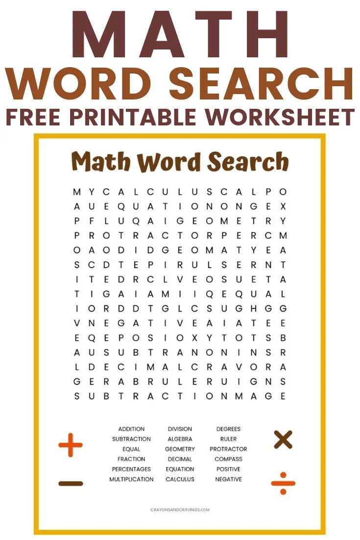 Word Search Printable Math