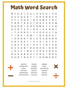 Math Word Search FREE Printable