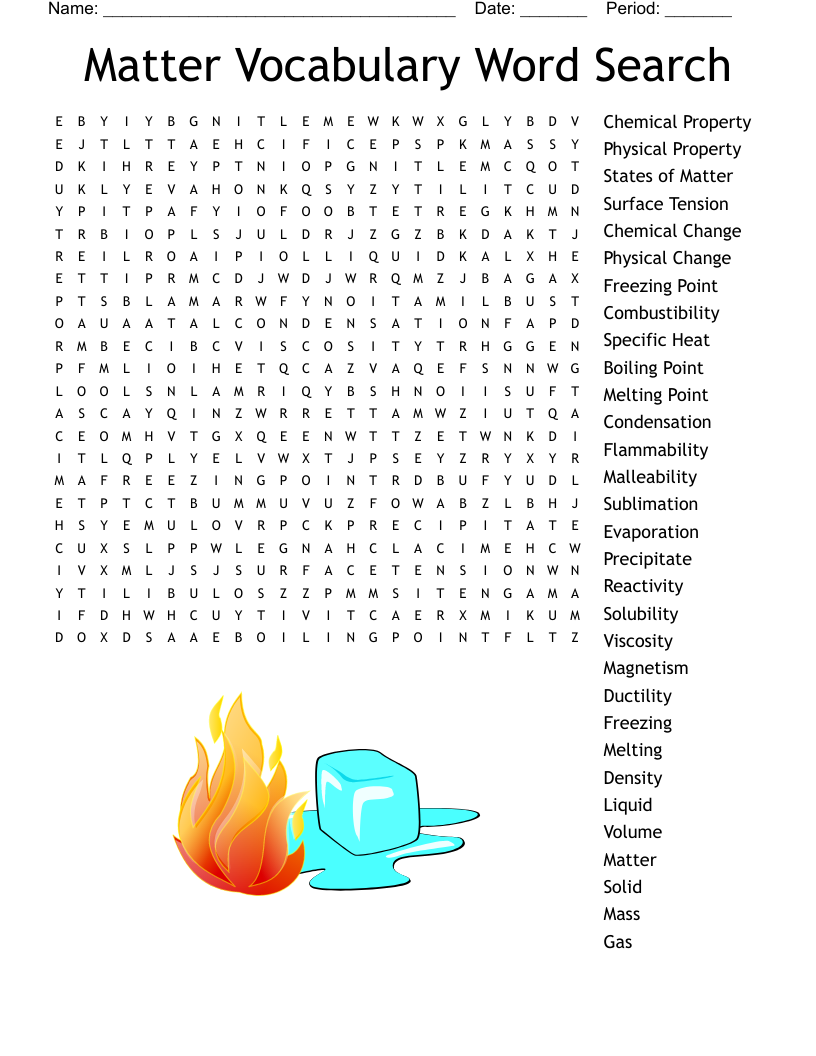 Matter Vocabulary Word Search WordMint