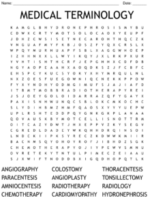 MEDICAL TERMINOLOGY Word Search WordMint