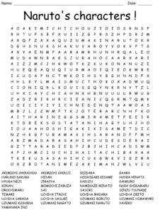 Naruto s Characters Word Search WordMint