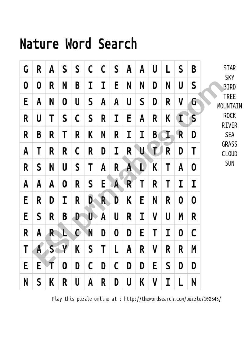 Word Search Printable Nature