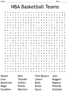 NBA Basketball Teams Word Search WordMint