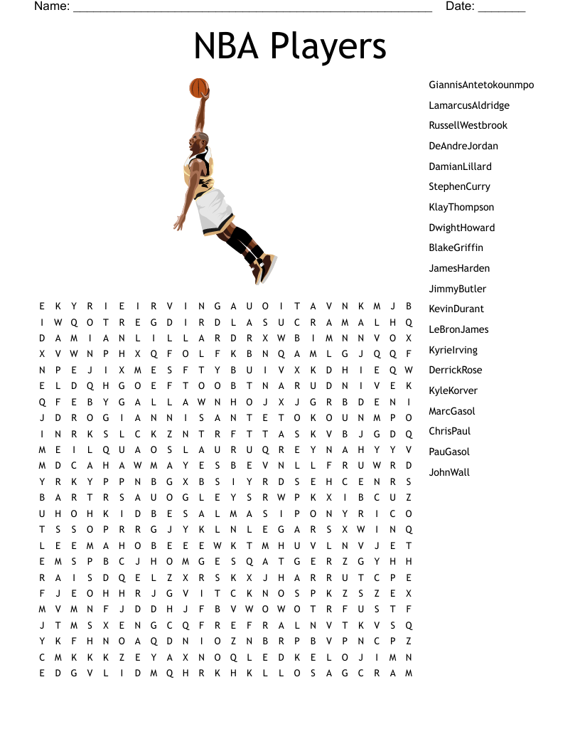 NBA Players Word Search WordMint