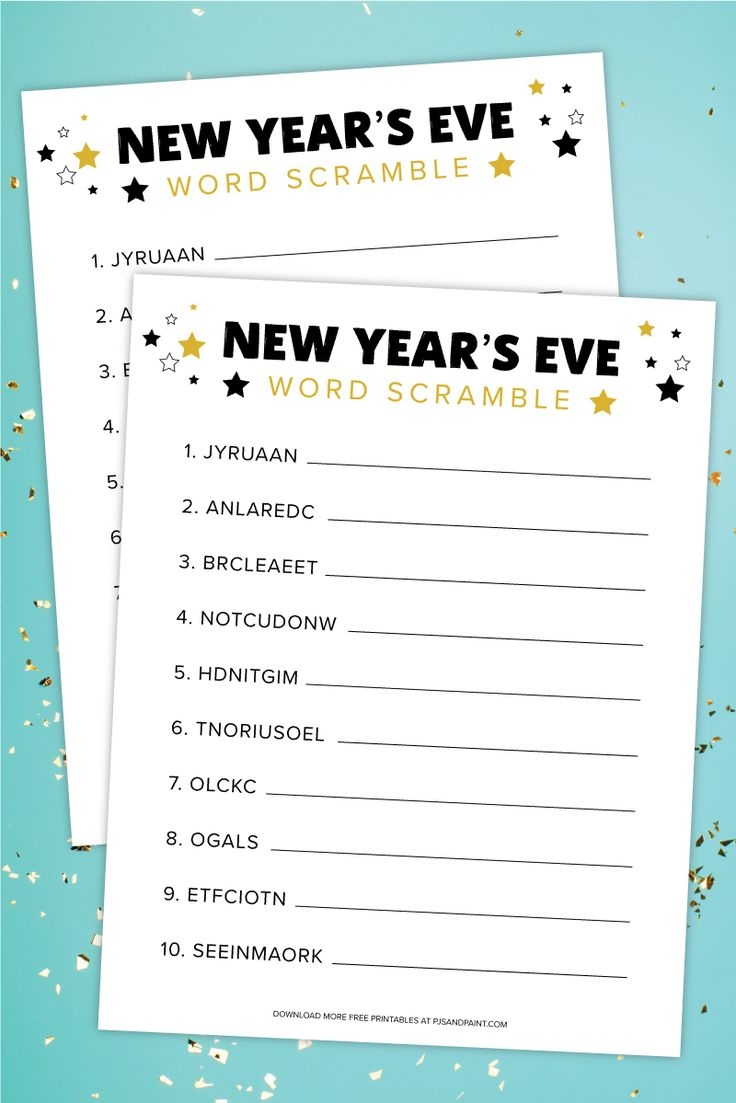 New Years Word Search Printable 2