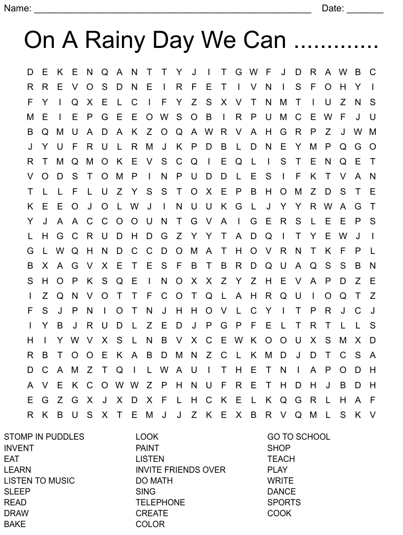 On A Rainy Day We Can Word Search WordMint