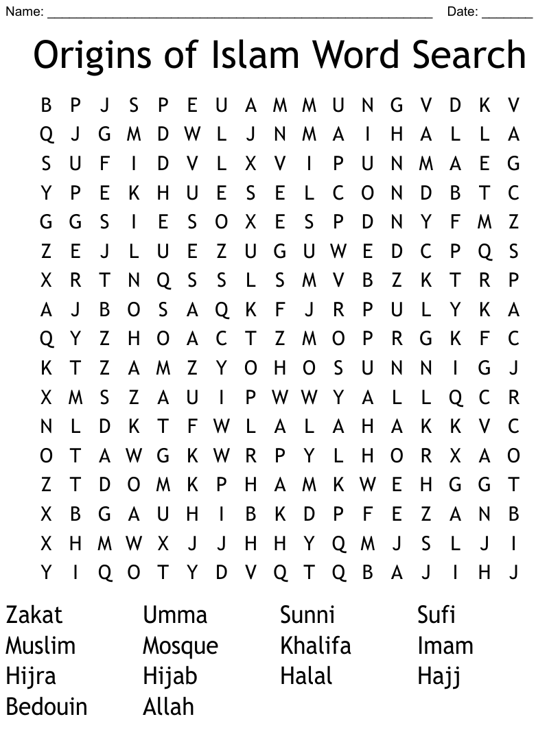 Word Search Islamic Printable