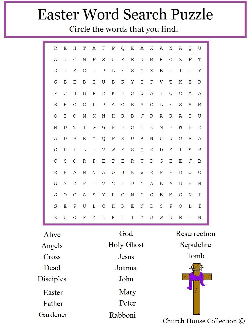 Religious Easter Word Search Printable