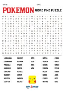 Printable Pokemon Word Search Cool2bKids