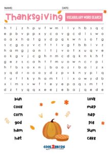 Printable Thanksgiving Word Search Cool2bKids