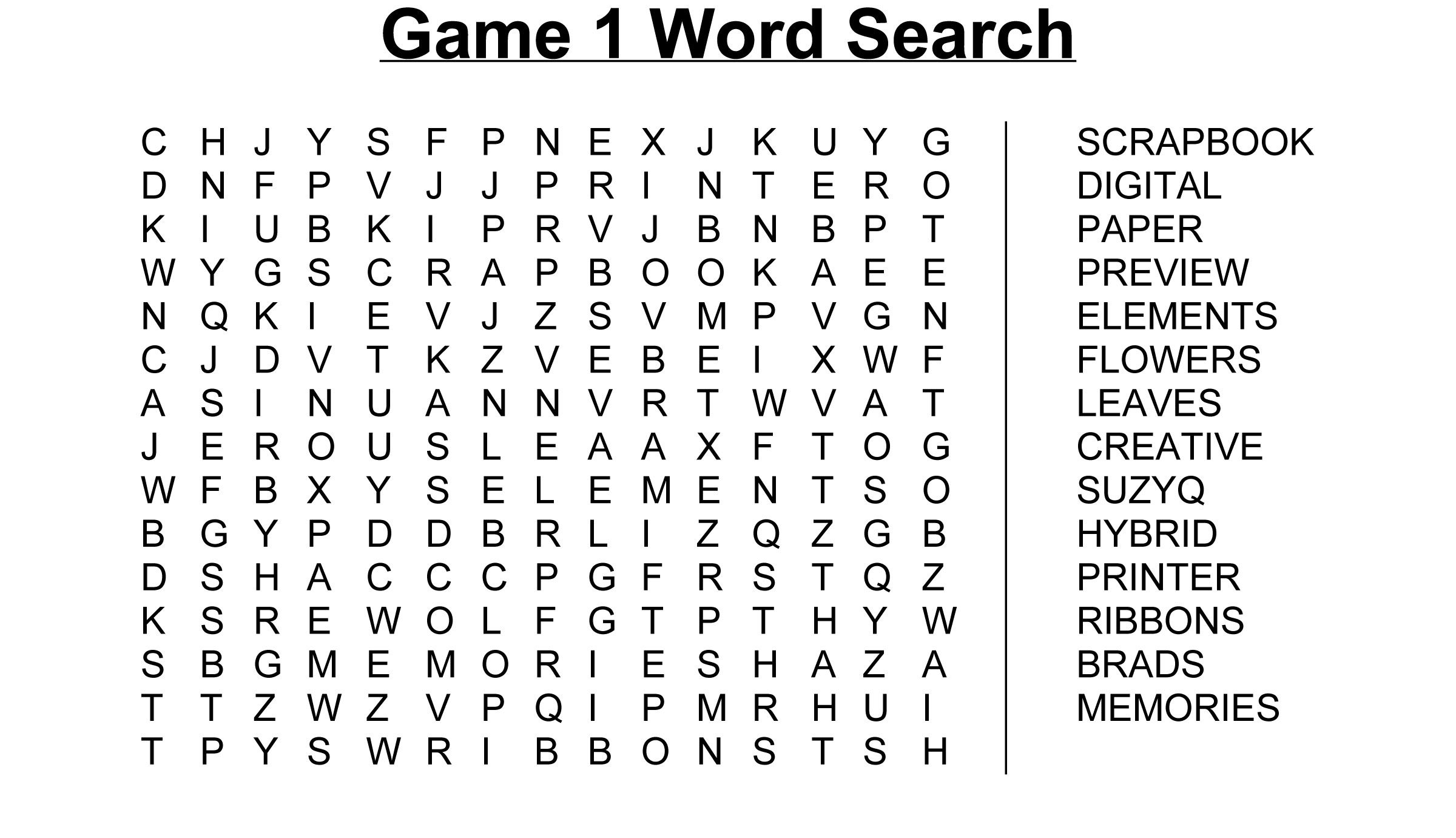 Word Search Printable Easy Large Print